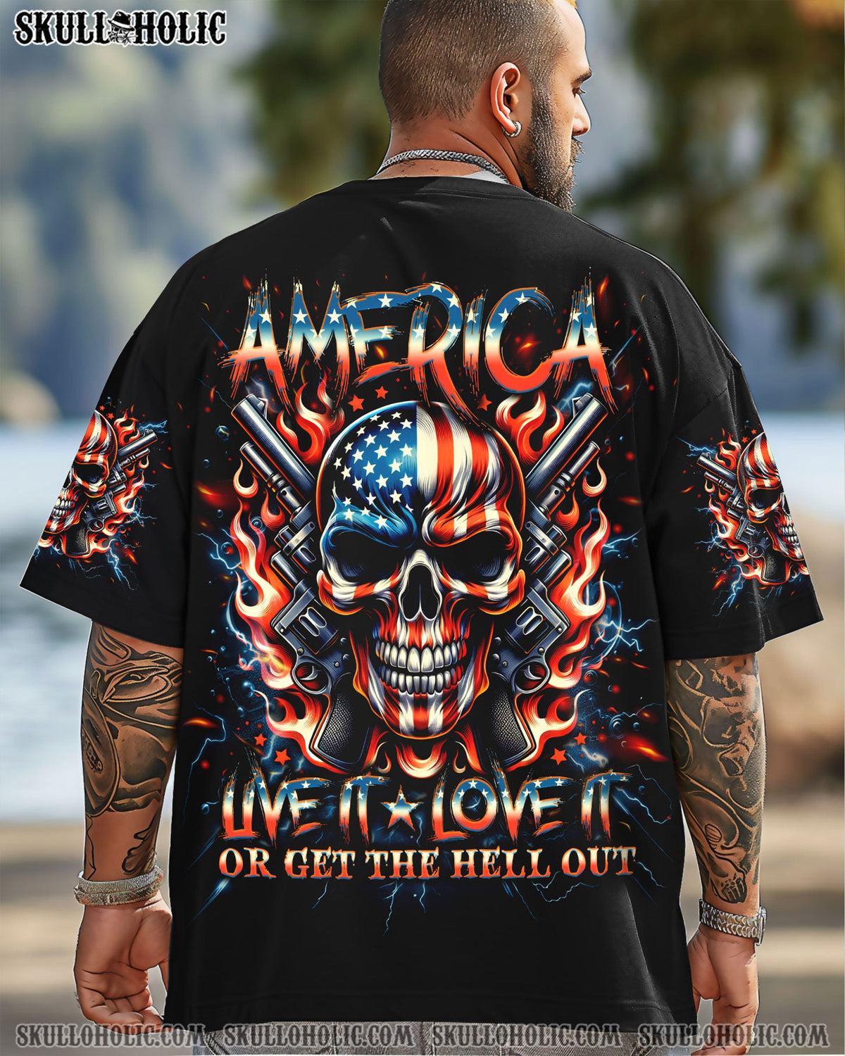 BLISSCORNERS AMERICA LIVE IT LOVE IT OR GET THE HELL OUT ALL OVER PRINT
