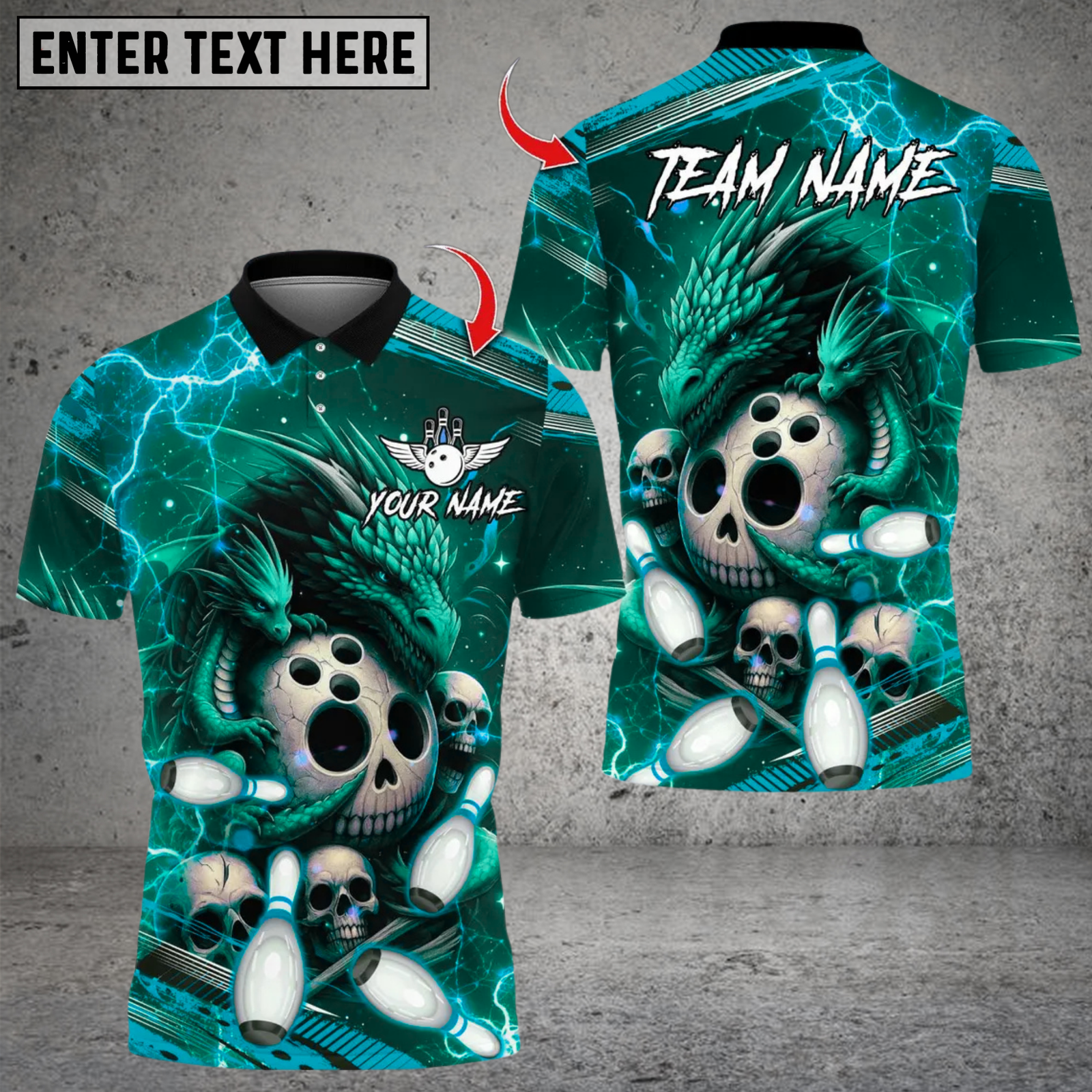 Blisscorners Dragon Mother And Child With Bowling Multicolor Customized Name, Team Name 3D Shirts