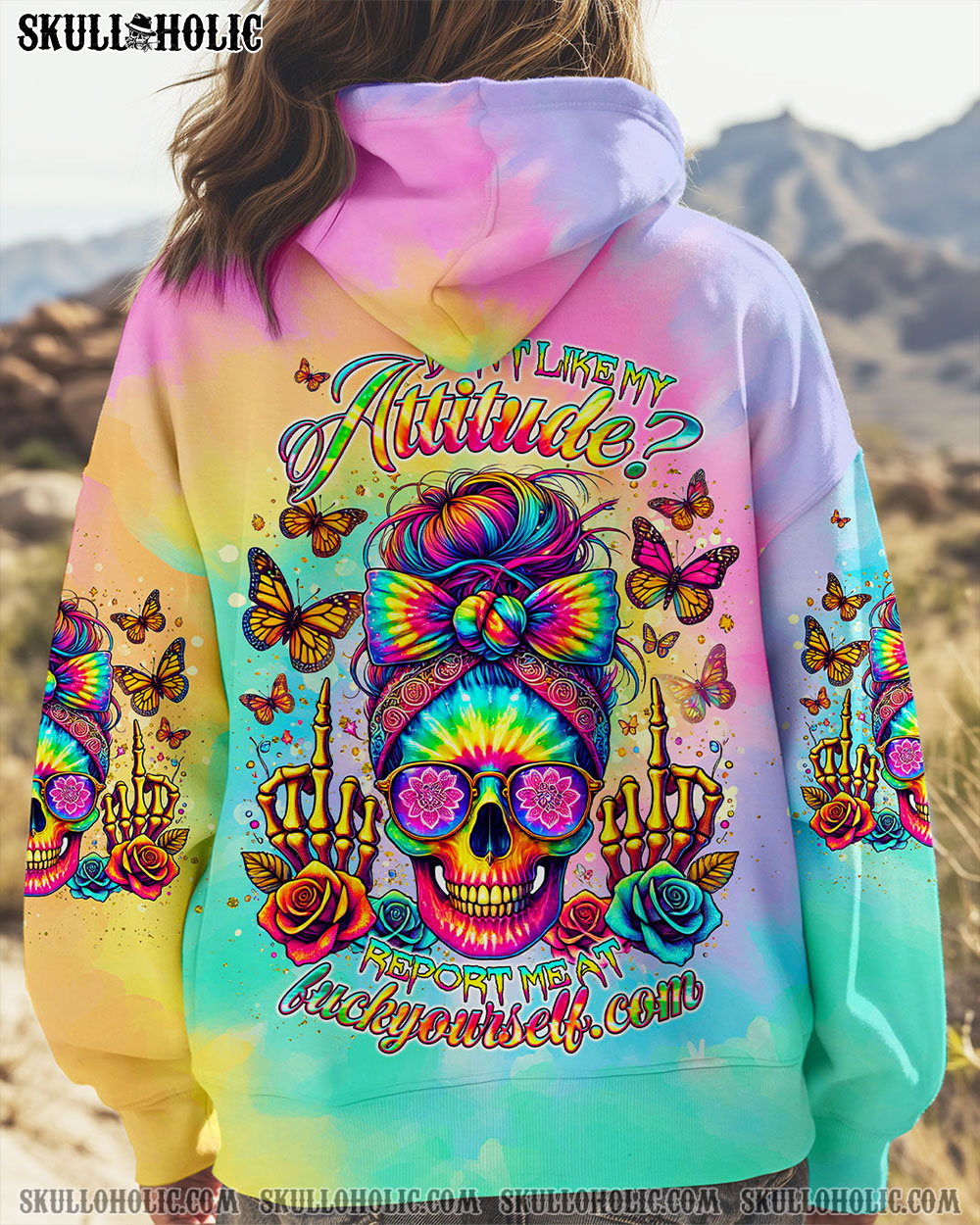 BLISSCORNERS DON'T LIKE MY ATTITUDE MESSY BUN TIE DYE ALL OVER PRINT