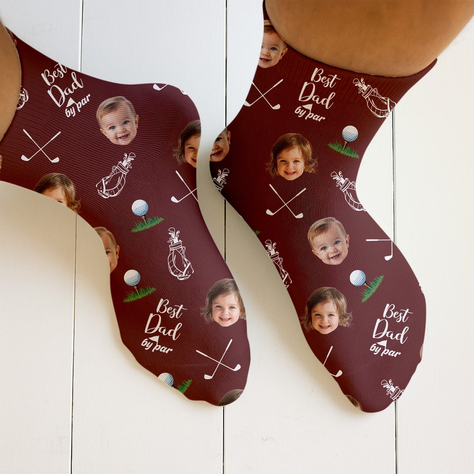 Blisscorners Custom Face Best Dad By Par Golf Socks, Fun Socks For Men, Christmas Golf Gift, Gift For Golfing DadLM2611