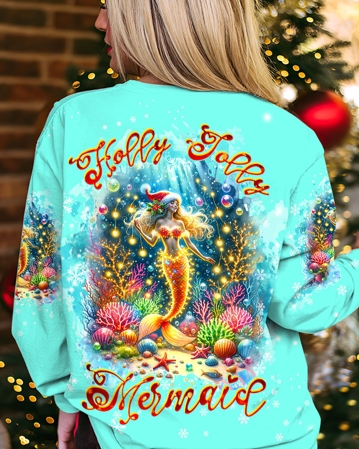 BLISSCORNERS HOLLY JOLLY MERMAID CHRISTMAS ALL OVER PRINT