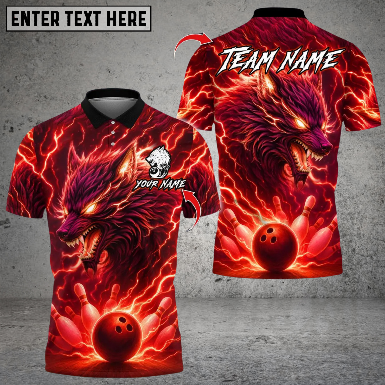 Blisscorners Lightning Wolf With Bowling Multicolor Customized Name, Team Name 3D Shirts