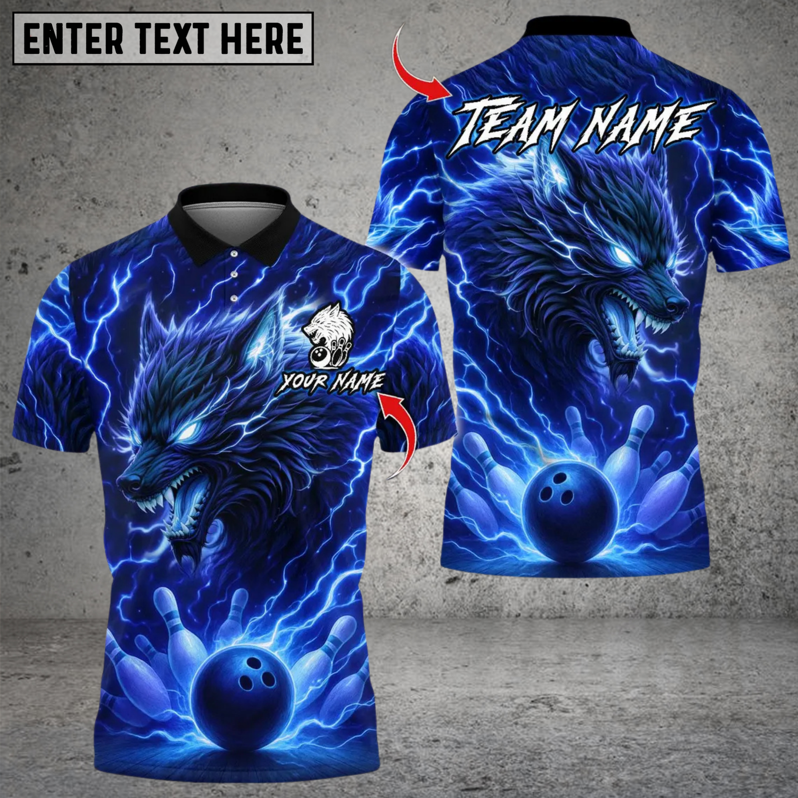 Blisscorners Lightning Wolf With Bowling Multicolor Customized Name, Team Name 3D Shirts