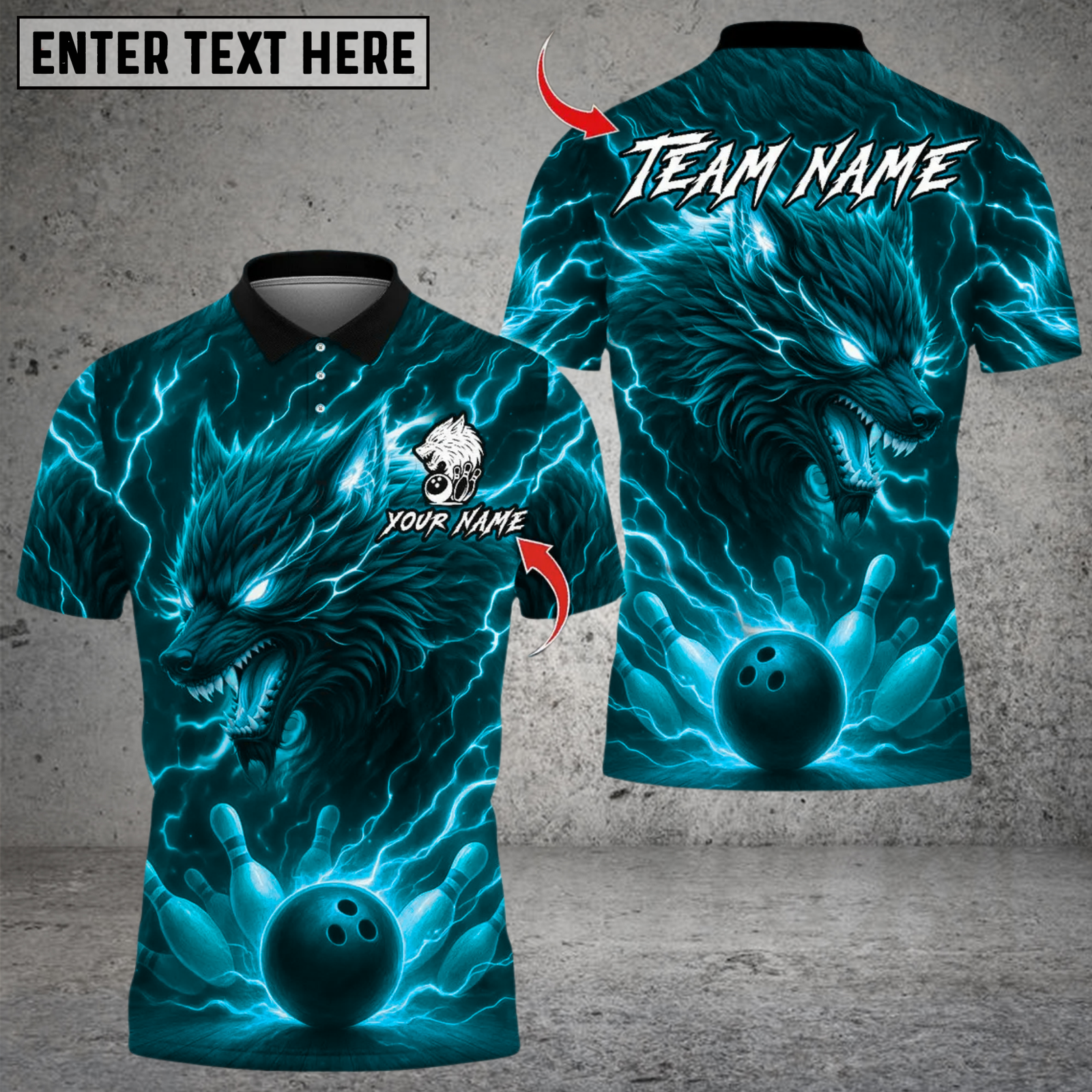 Blisscorners Lightning Wolf With Bowling Multicolor Customized Name, Team Name 3D Shirts