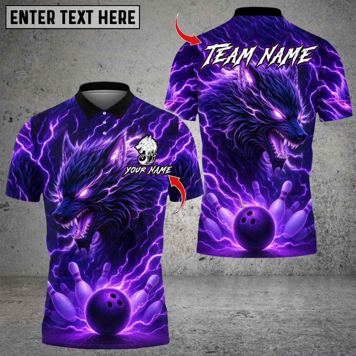 Blisscorners Lightning Wolf With Bowling Multicolor Customized Name, Team Name 3D Shirts