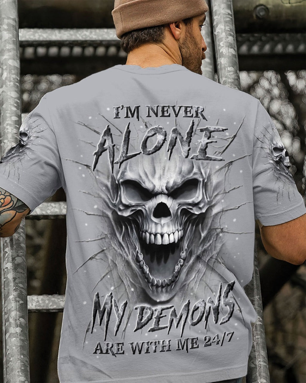 BLISSCORNERS I'M NEVER ALONE SKULL DEMON ALL OVER PRINT