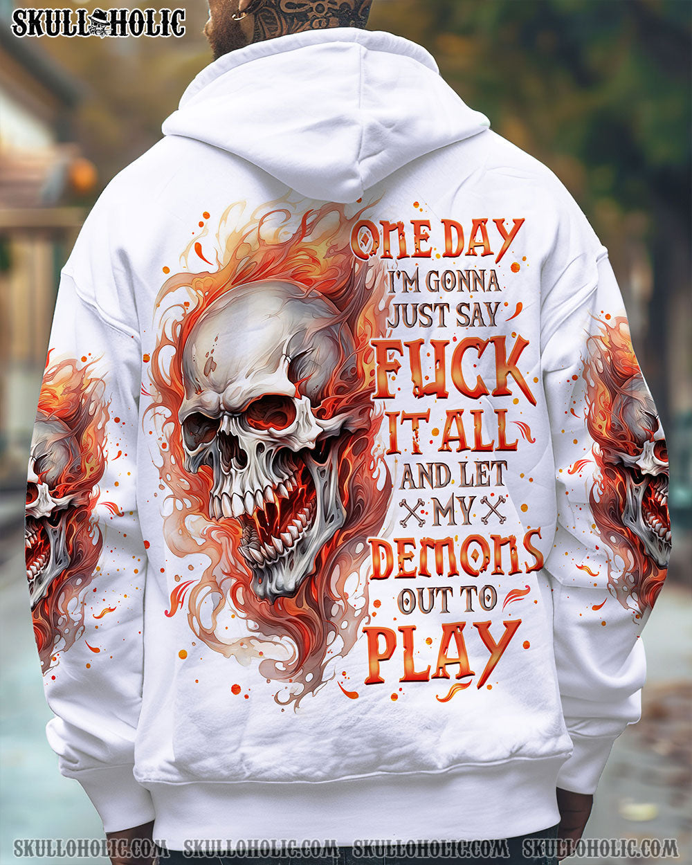 BLISSCORNERS ONE DAY I'M GONNA JUST SAY DEMON SKULL ALL OVER PRINT