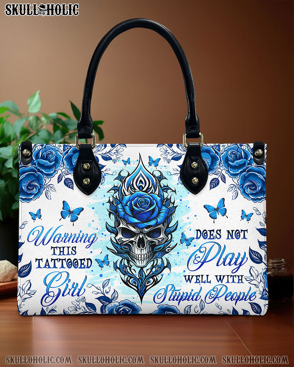 BLISSCORNERS WARNING THIS TATTOOED GIRL LEATHER HANDBAG