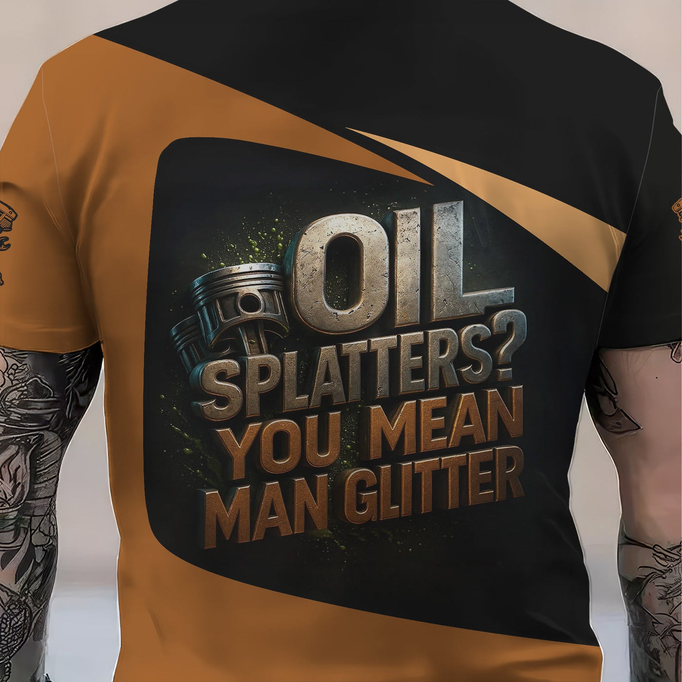 Blisscorners Personalized Mechanic Shirt, Oil Splatters You Mean Man Glitter, Skull Mechanic Design, Gift For Men