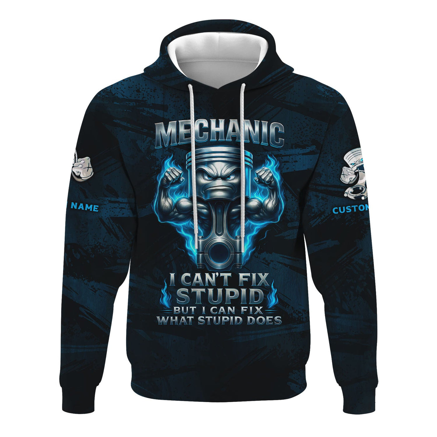 Blisscorners Personalized T-Shirt Mechanic I Can't Fix Stupid But I Can Fix What Stupid Does Muscle Piston Design Shirt For Mechanics