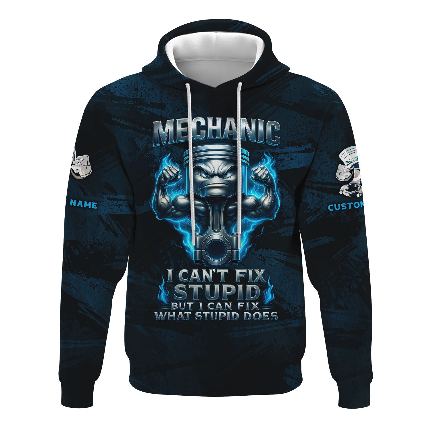 Blisscorners Personalized T-Shirt Mechanic I Can't Fix Stupid But I Can Fix What Stupid Does Muscle Piston Design Shirt For Mechanics