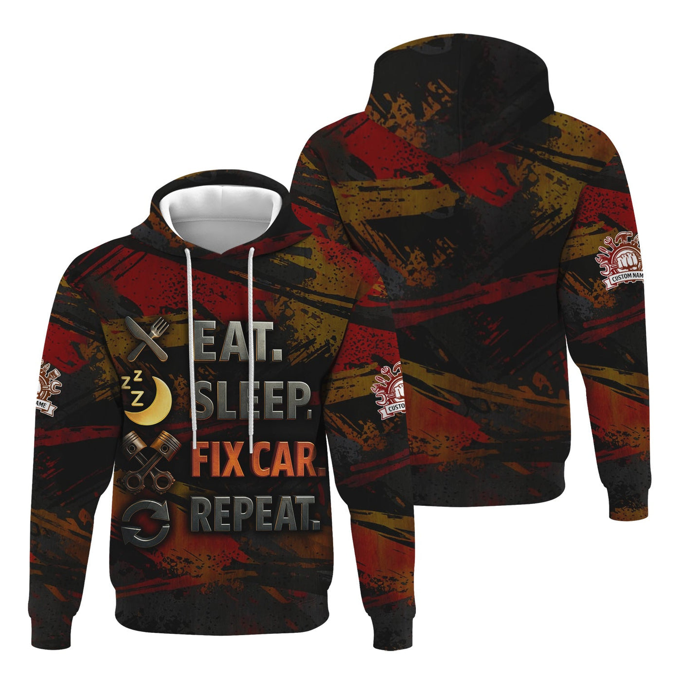 Blisscorners Personalized Mechanic Shirt, Eat Sleep Fix Car Repeat, Funny Quote Design, Gift For Men