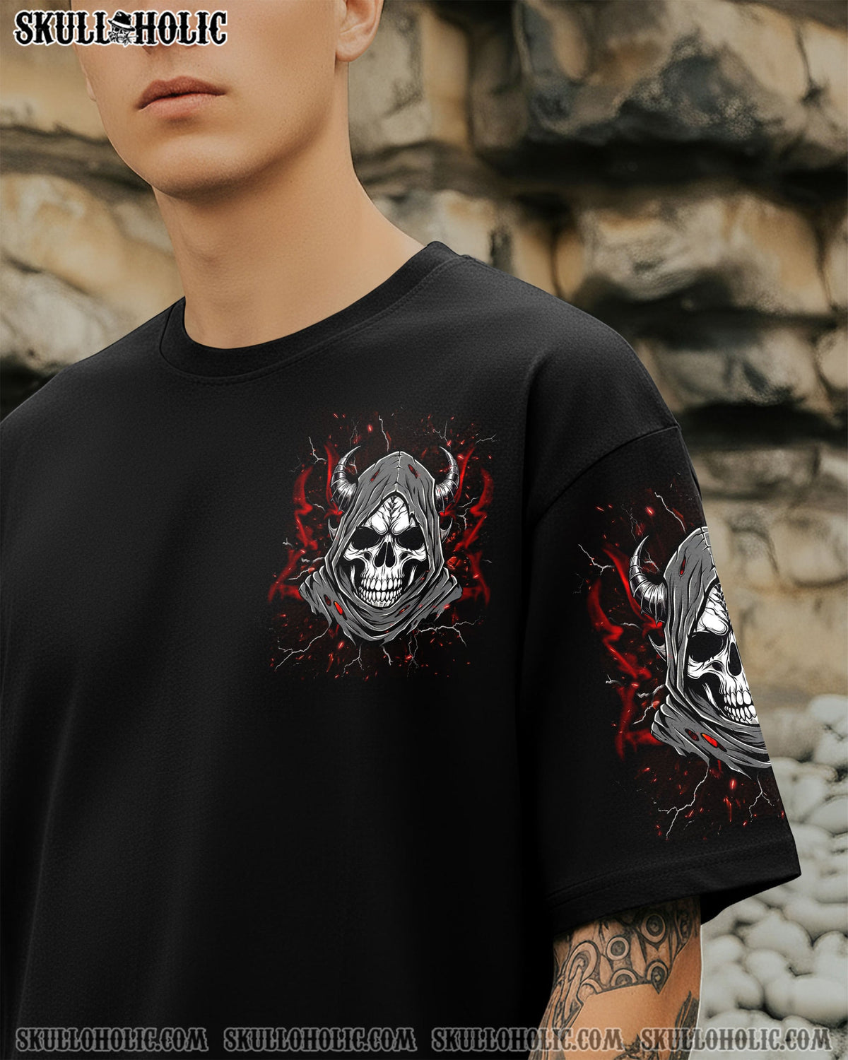 BLISSCORNERS YOUR DEMONS HIDE UNDER YOUR BED SKULL REAPER DEMON ALL OVER PRINT