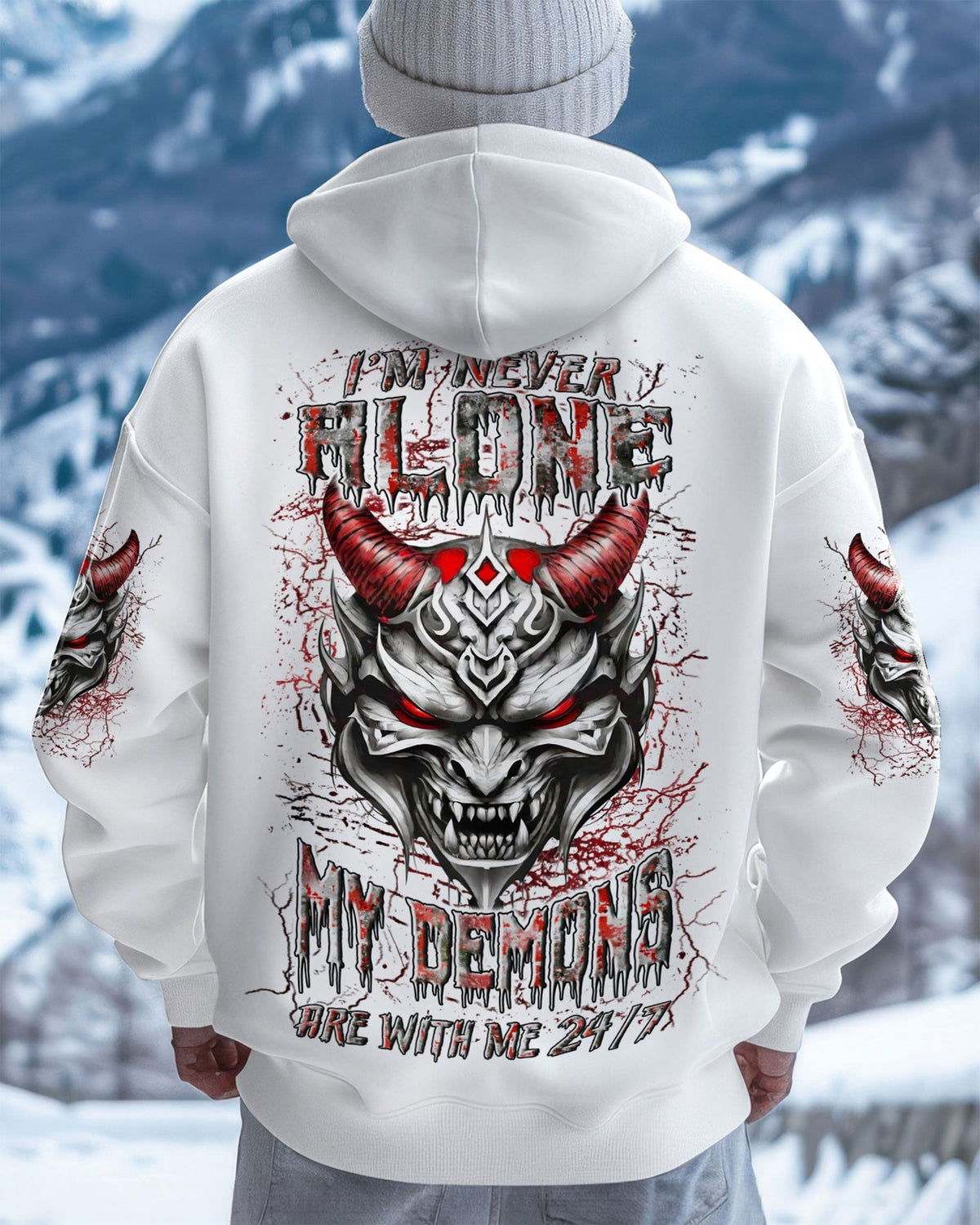 BLISSCORNERS I'M NEVER ALONE SKULL DEMON ALL OVER PRINT