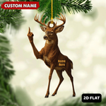 Blisscorners Personalized Funny Deer Buck Fukin' Finger Hunting Acrylic Christmas Ornament And Keychain Custom Gift For Hunters 2D Flat