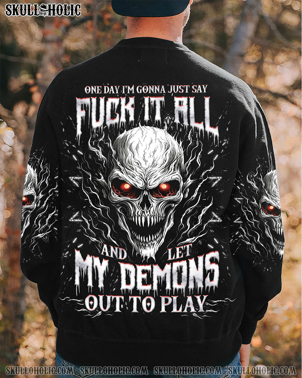 BLISSCORNERS ONE DAY I'M GONNA JUST SAY DEMON SKULL ALL OVER PRINT