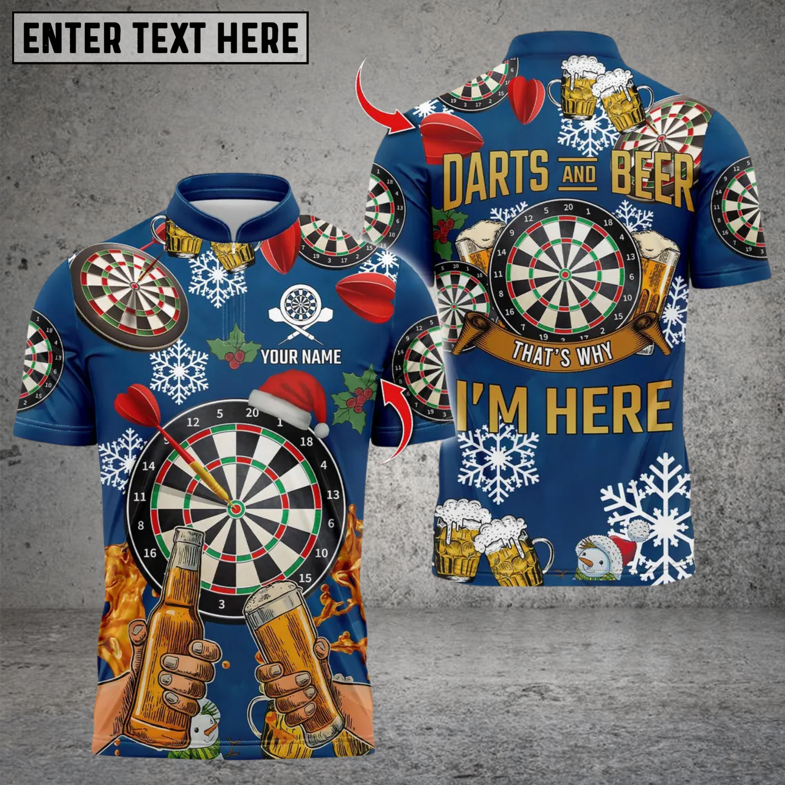 Blisscorners Darts and Beer Christmas Personalized Name 3D Unisex Shirt