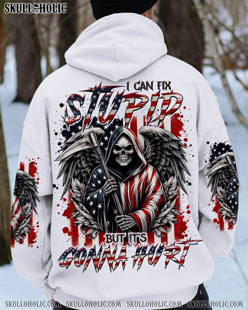 BLISSCORNERS I CAN FIX STUPID BUT IT'S GONNA HURT SKULL REAPER  ALL OVER PRINT