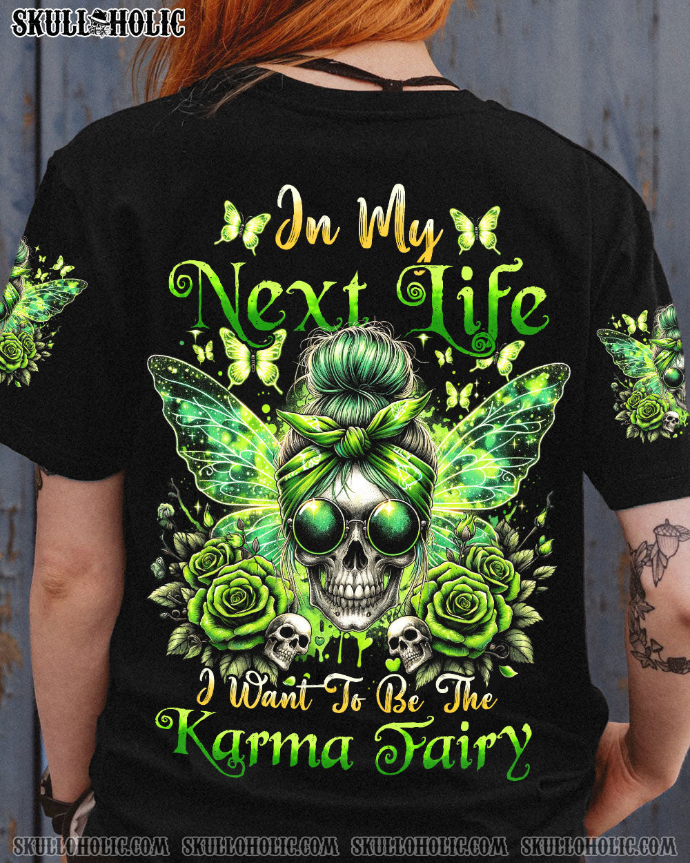 BLISSCORNERS HELLO DARKNESS MY OLD FRIEND MESSY BUN SKULL ALL OVER PRINT
