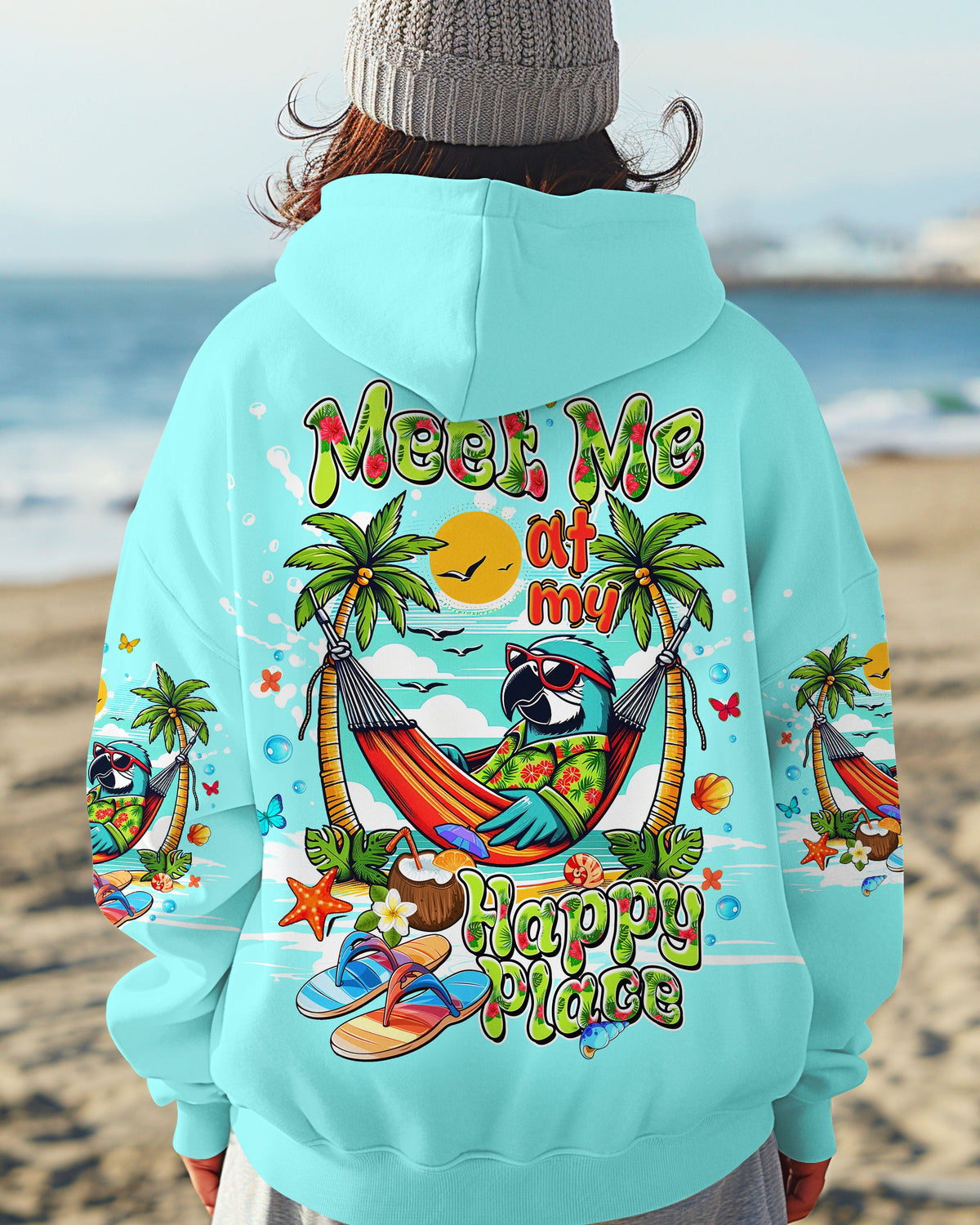 BLISSCORNERS MEET ME AT MY HAPPY PLACE PARROT ALL OVER PRINT