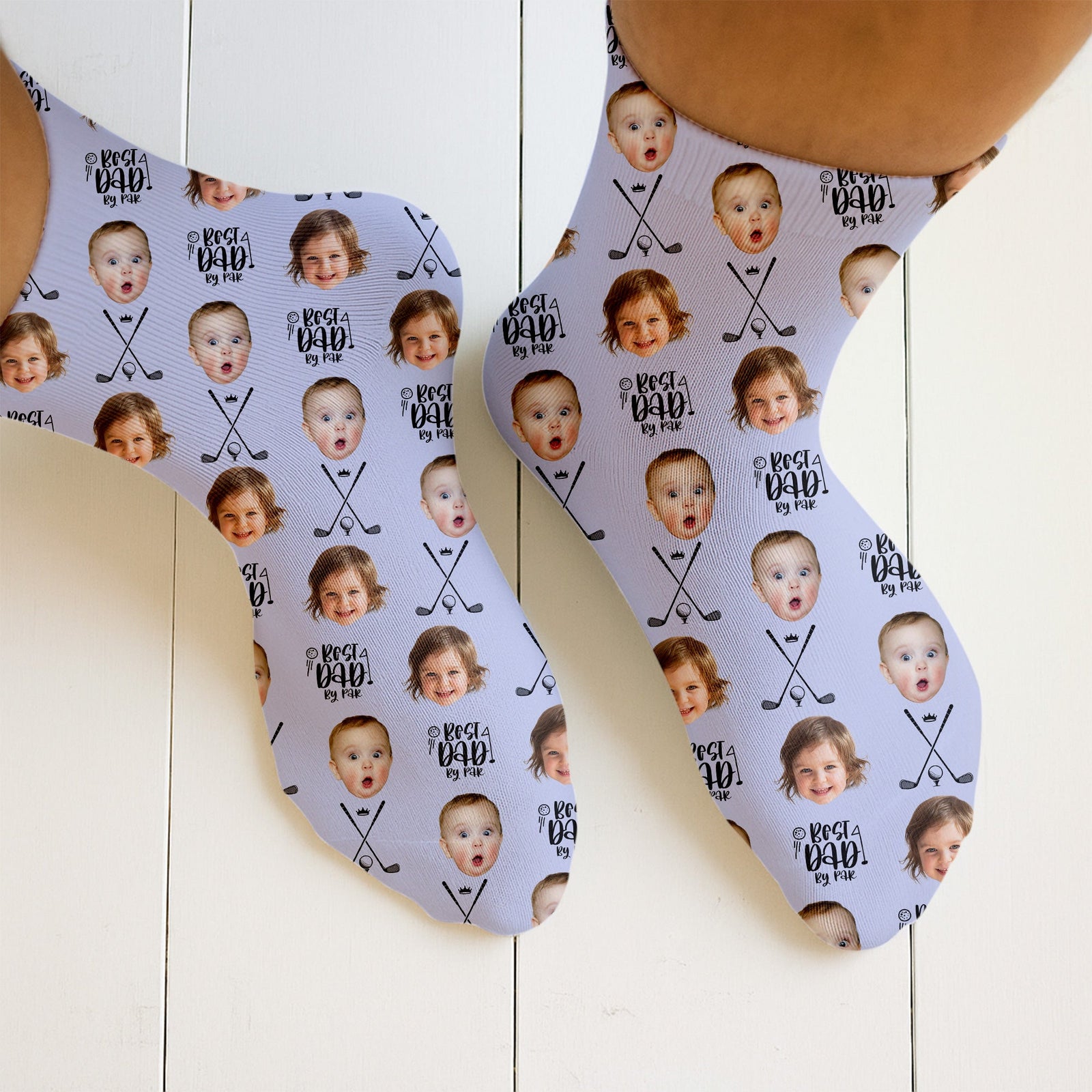 Blisscorners Best Dad By Par Custom Face Kids Photo, Purple Golf Socks For Dad, Fun Socks For Men, Christmas Golf GiftLM2611