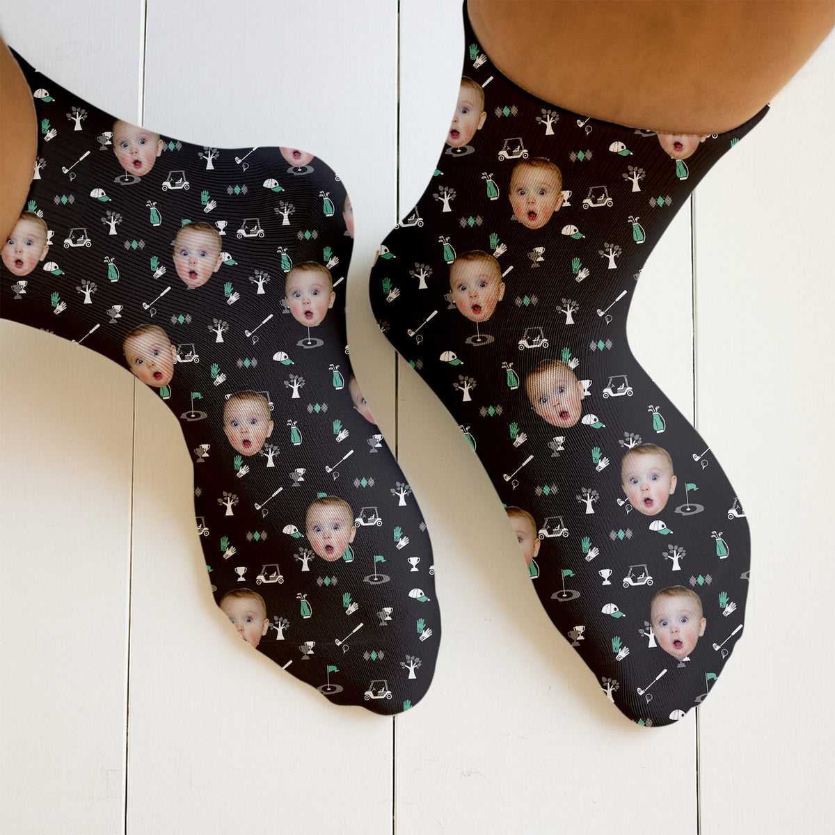 Blisscorners Custom Face Socks, Personalized Socks With Photos, Christmas Golf Gift,  Gifts For The Golfing DadLM2611