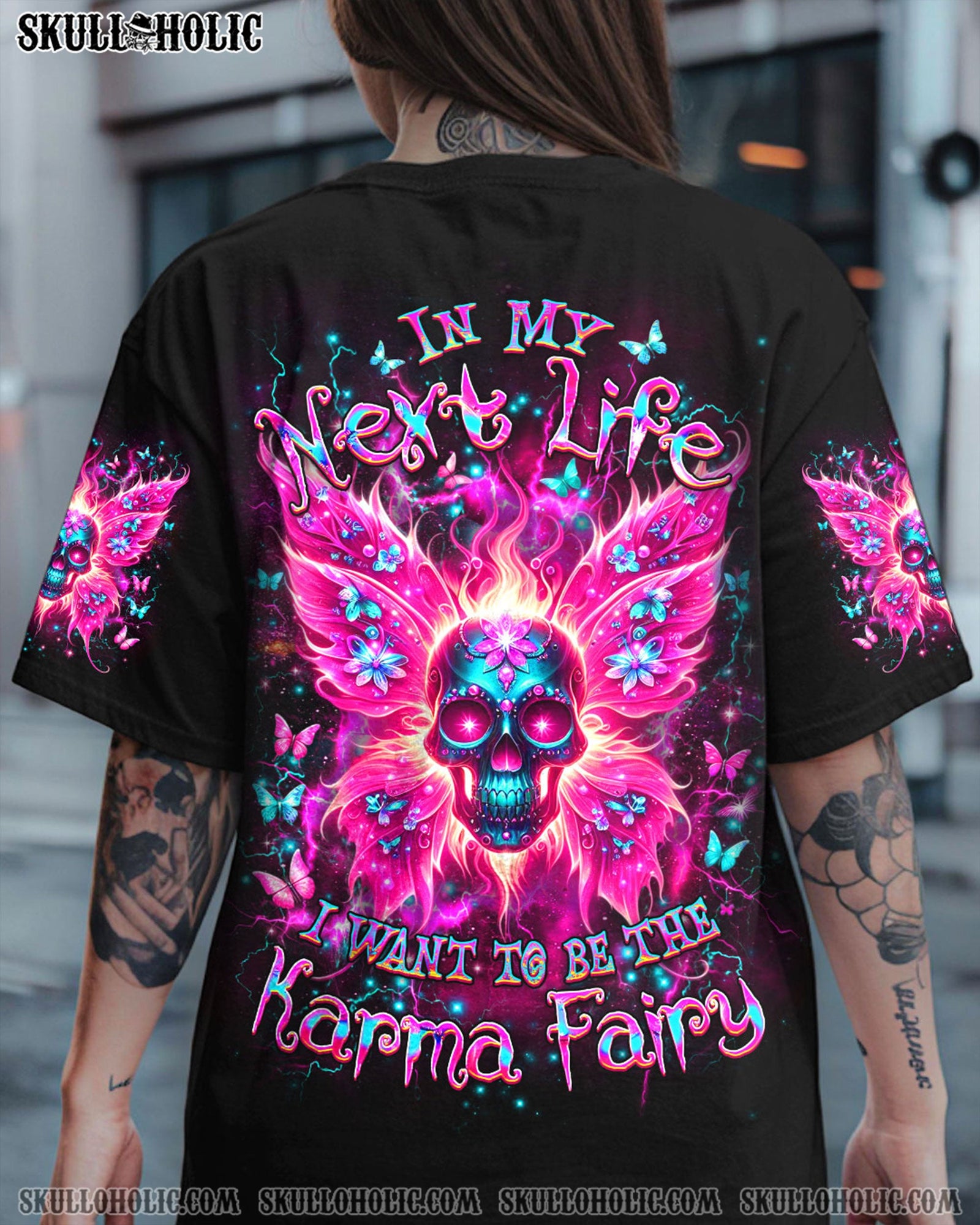 BLISSCORNERS KARMA FAIRY SKULL WINGS ALL OVER PRINT