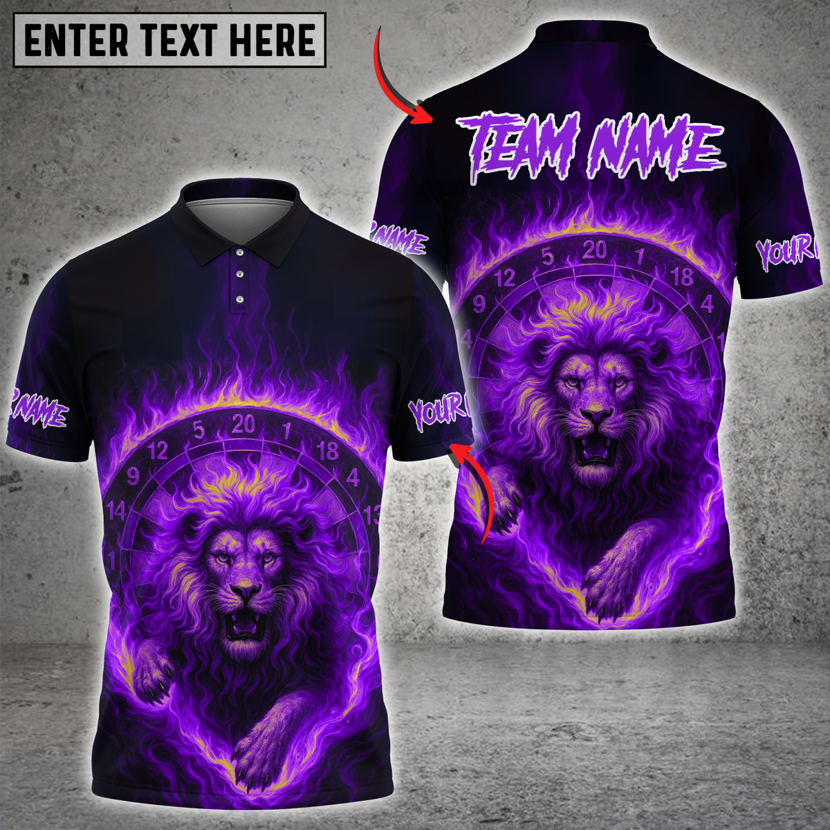 Blisscorners Darts Fire Lion Multicolor Customized Name, Team Name 3D Shirts