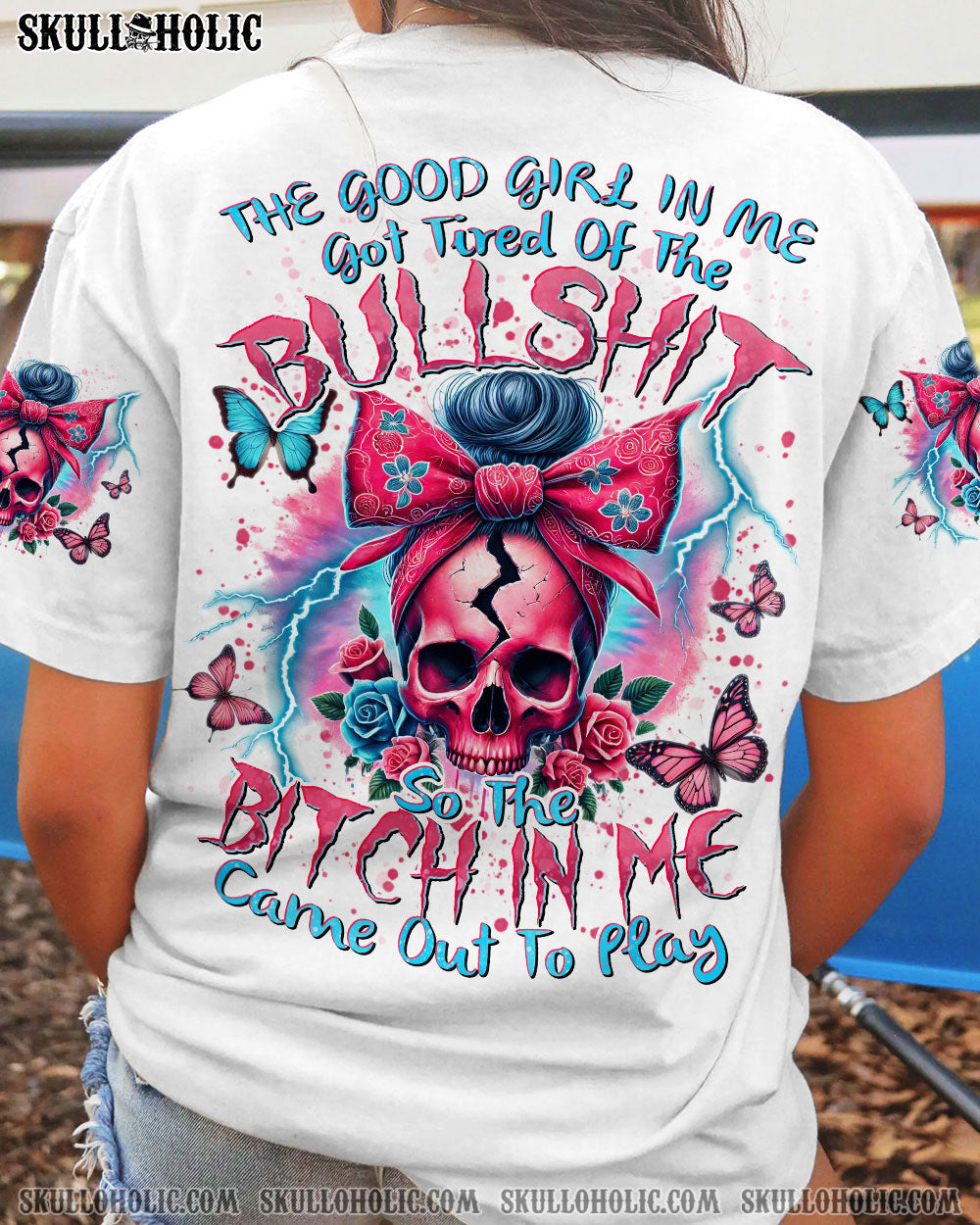 BLISSCORNERS NEXT TIME MY NAMES COMES OUT MESSY BUN SKULL ALL OVER PRINT