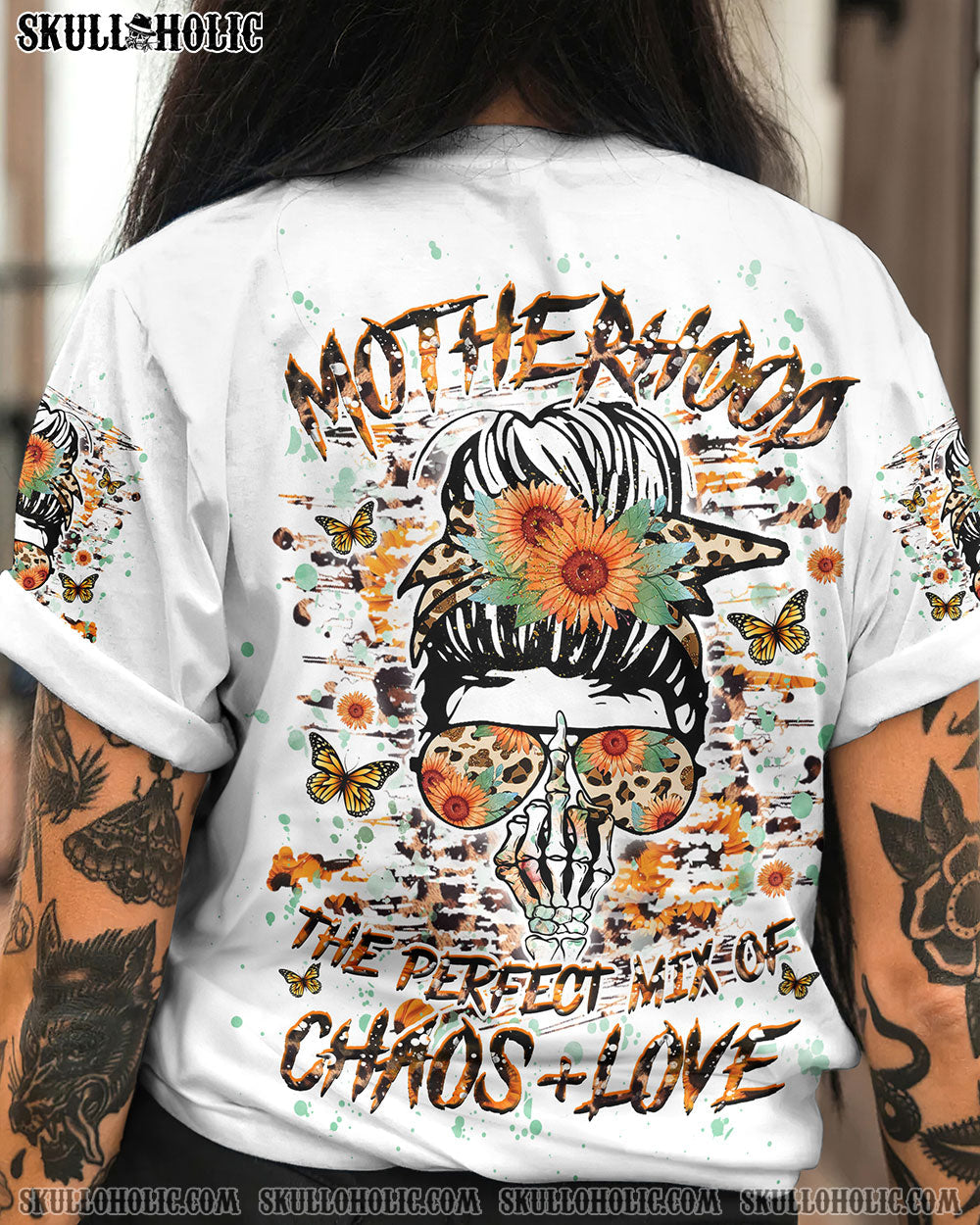 BLISSCORNERS JUDGE ME WHEN MADLY SKULL MESSY BUN ALL OVER PRINT