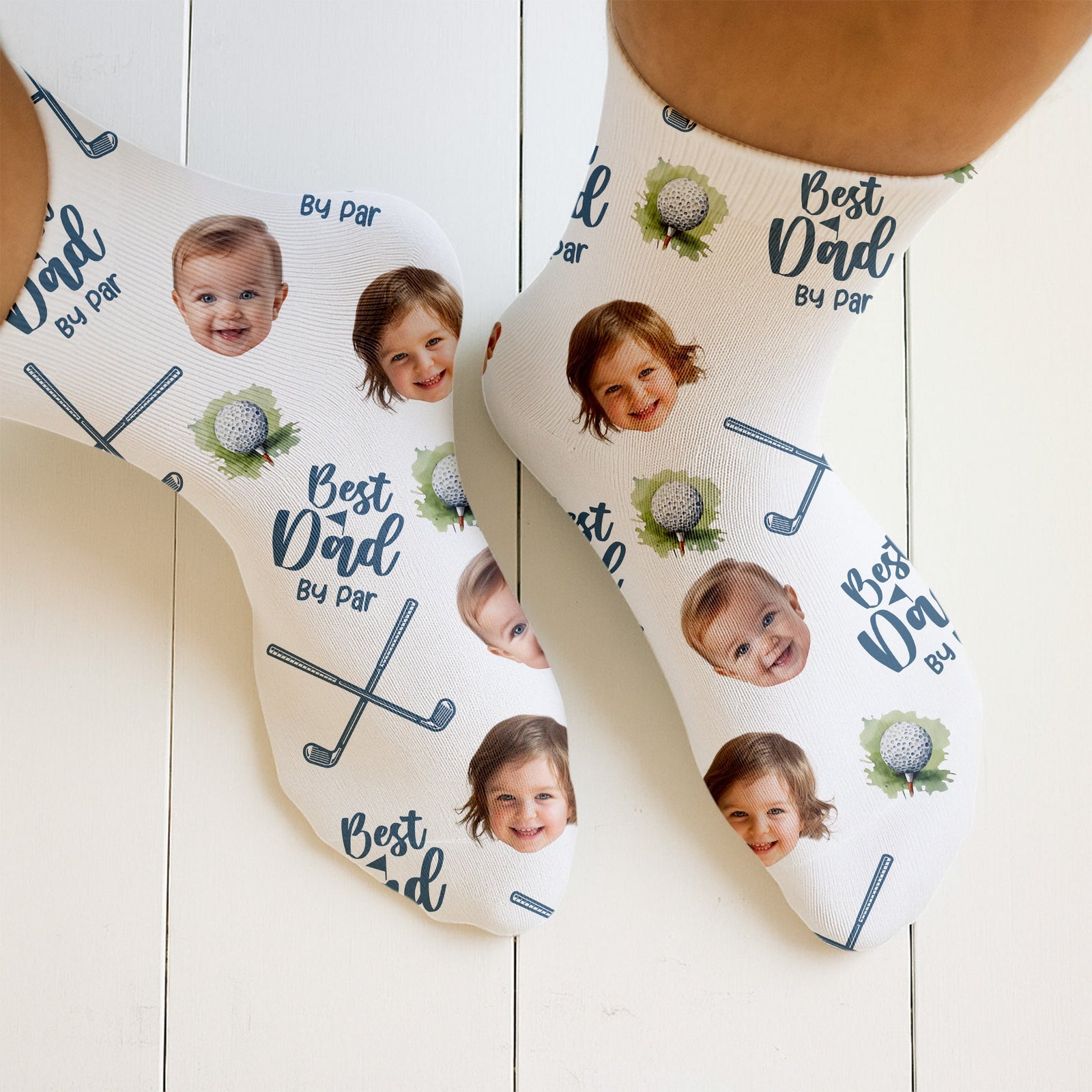 Blisscorners Best Dad By Par Custom Face Kids Photo, Funny Golf Socks, Fun Socks For Men, Christmas Golf GiftLM2611