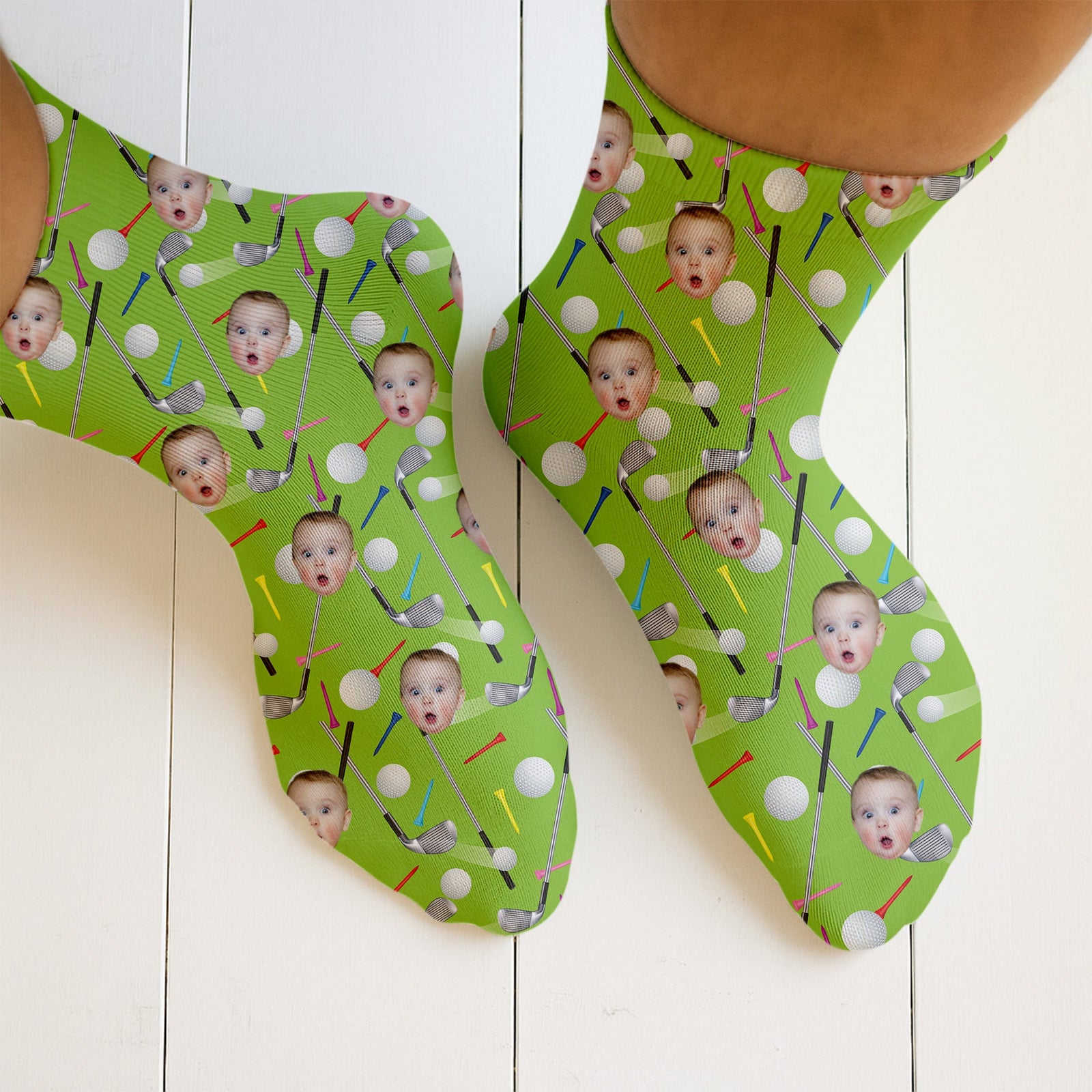 Blisscorners Custom Face Socks, Personalized Socks With Photos, Christmas Golf Gift, Dad Golf GiftsLM2611