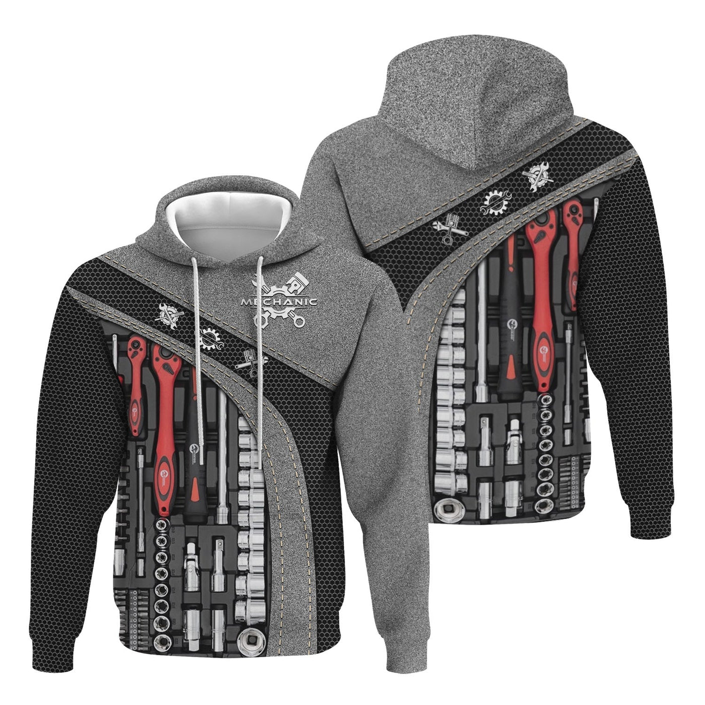 Blisscorners Mechanic Shirt Tools Design, Adjustable Wrench, Socket Set, Gear Icons, Cool Work Shirt For Men, Mechanics & Auto Enthusiasts, Perfect Gift