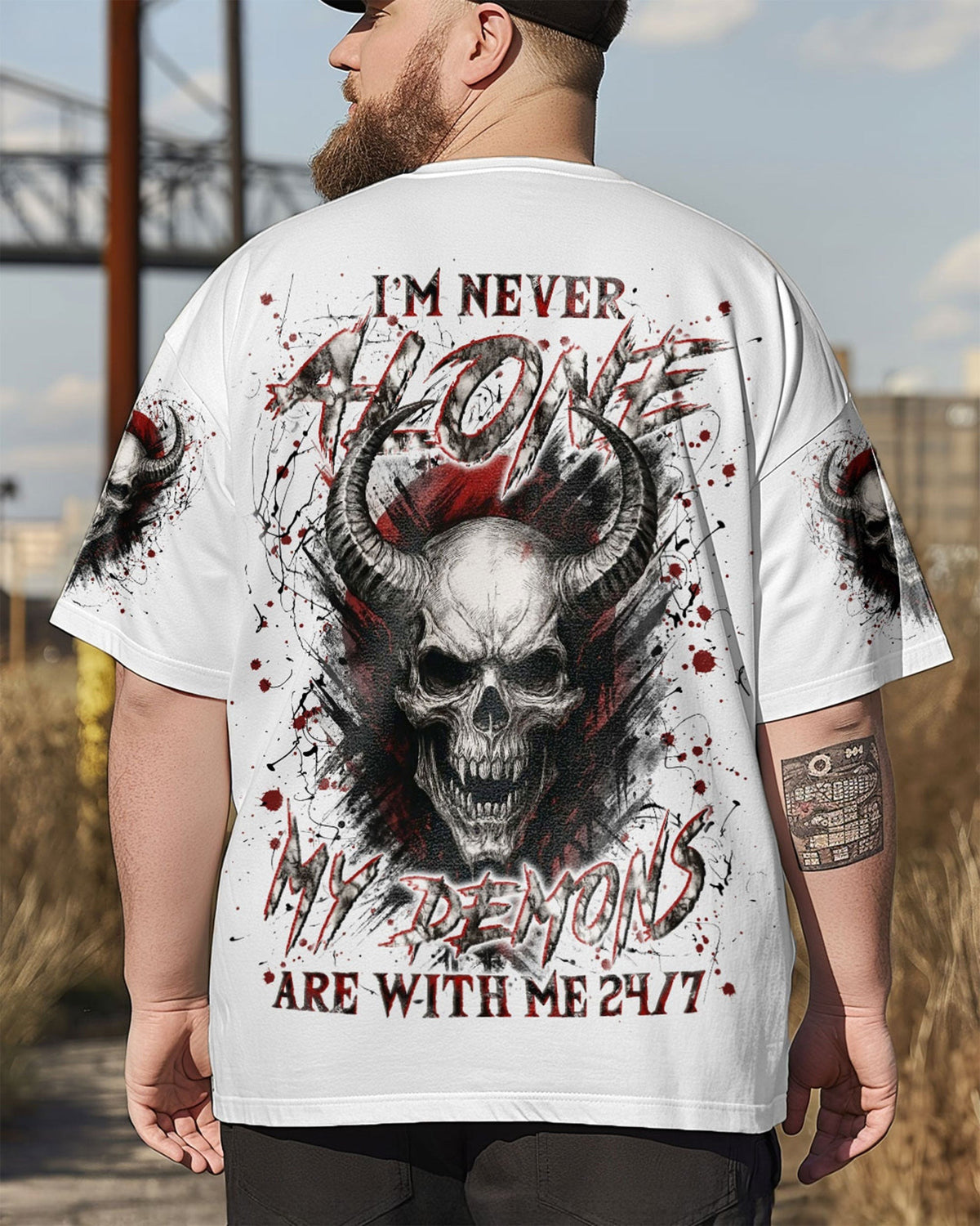 BLISSCORNERS I'M NEVER ALONE SKULL DEMON ALL OVER PRINT