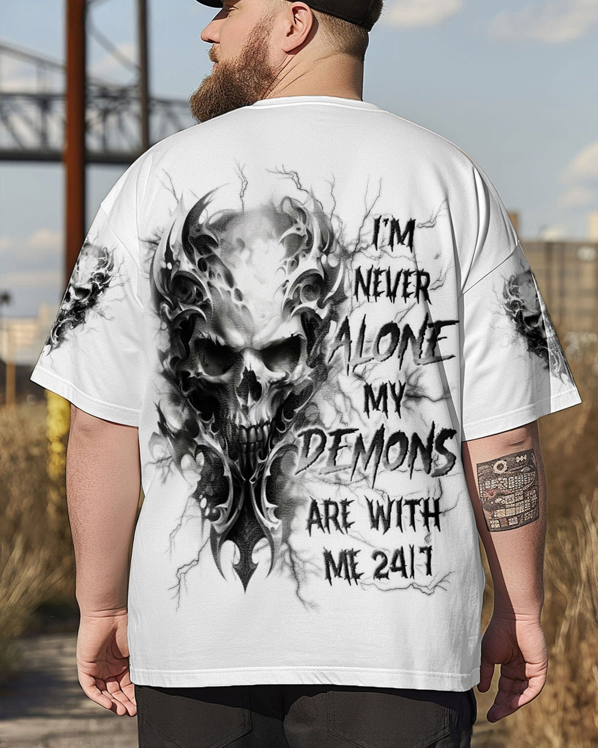 BLISSCORNERS I'M NEVER ALONE SKULL DEMON ALL OVER PRINT