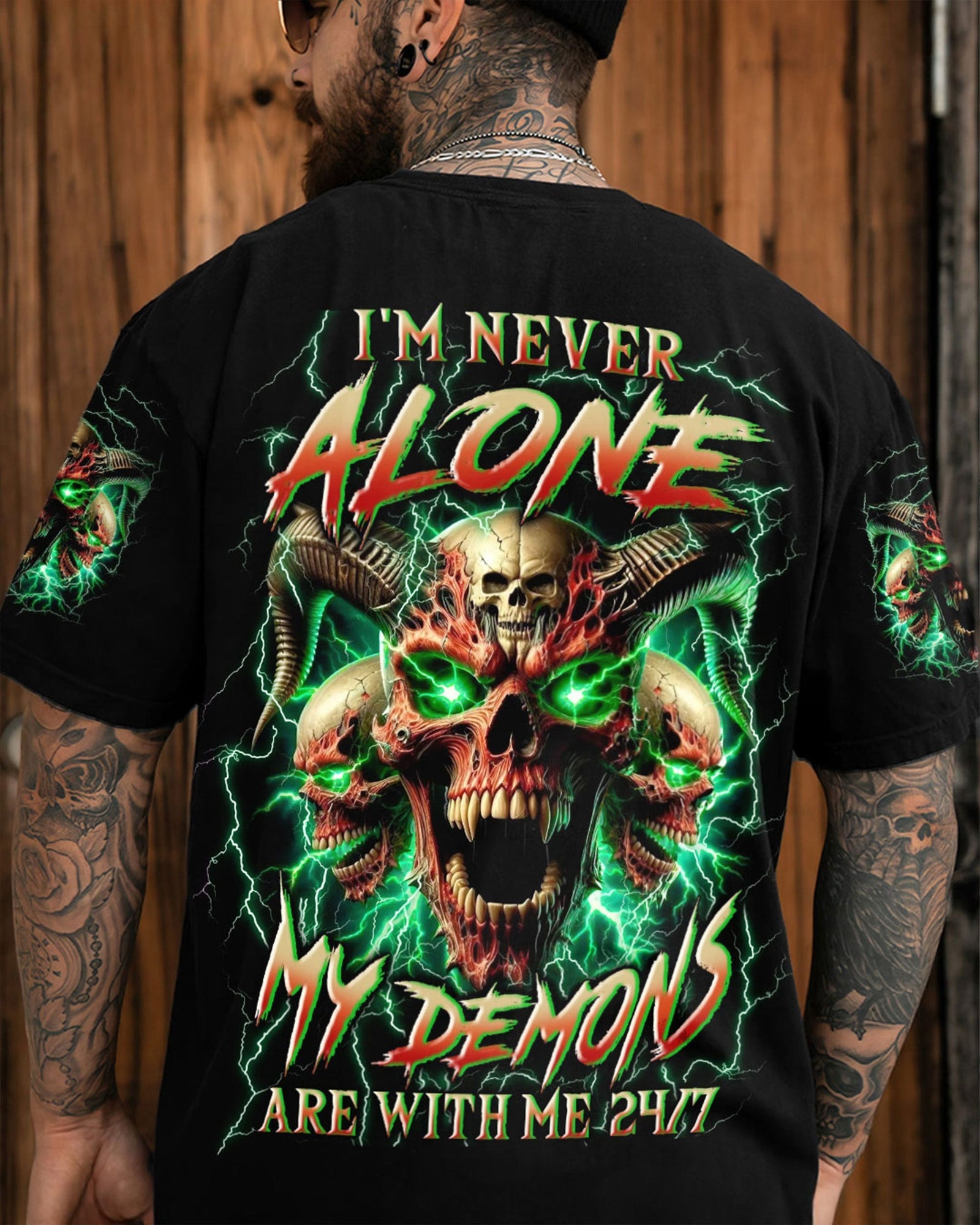 BLISSCORNERS I'M NEVER ALONE SKULL DEMON ALL OVER PRINT