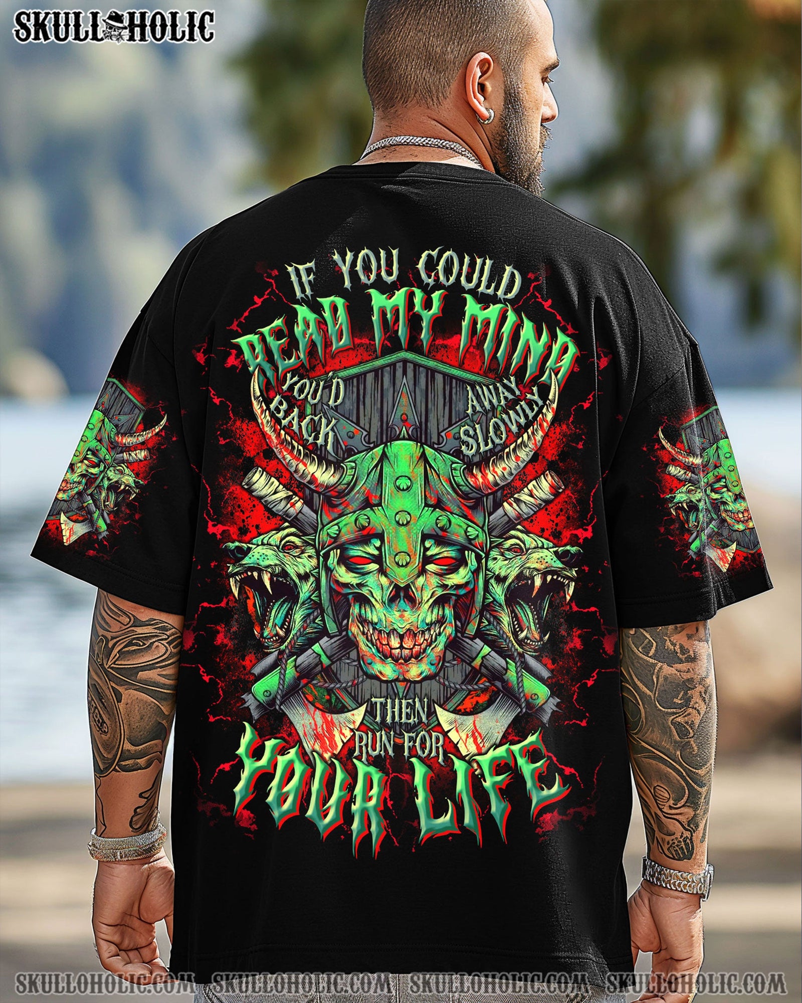 BLISSCORNERS IF YOU COULD READ MY MIND VIKING SKULL ALL OVER PRINT