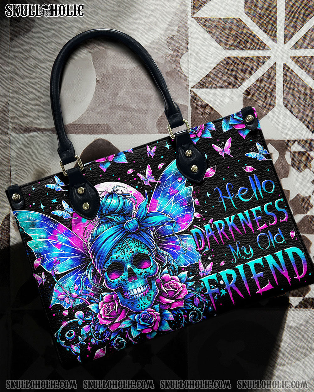BLISSCORNERS HELLO DARKNESS MY OLD FRIEND LEATHER HANDBAG
