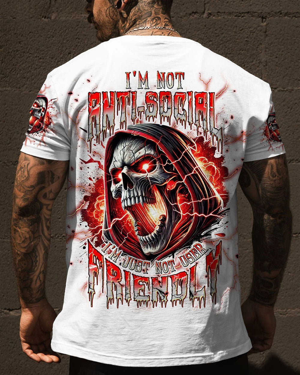 BLISSCORNERS I'M NOT ANTI-SOCIAL MAD SKULL REAPER ALL OVER PRINT
