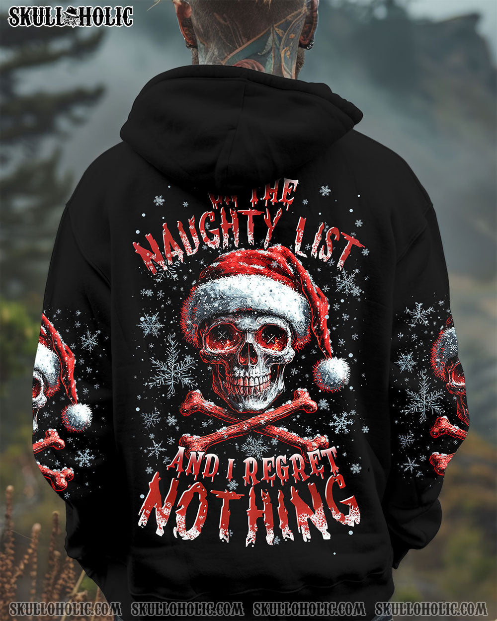 BLISSCORNERS ON THE NAUGHTY LIST SKULL CHRISTMAS ALL OVER PRINT