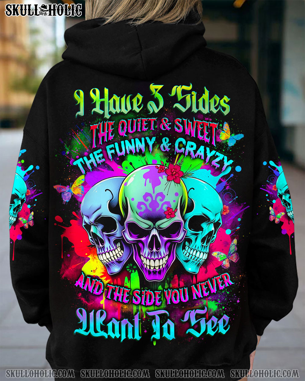 BLISSCORNERS I HAVE 3 SIDES 3 SKULLS ALL OVER PRINT
