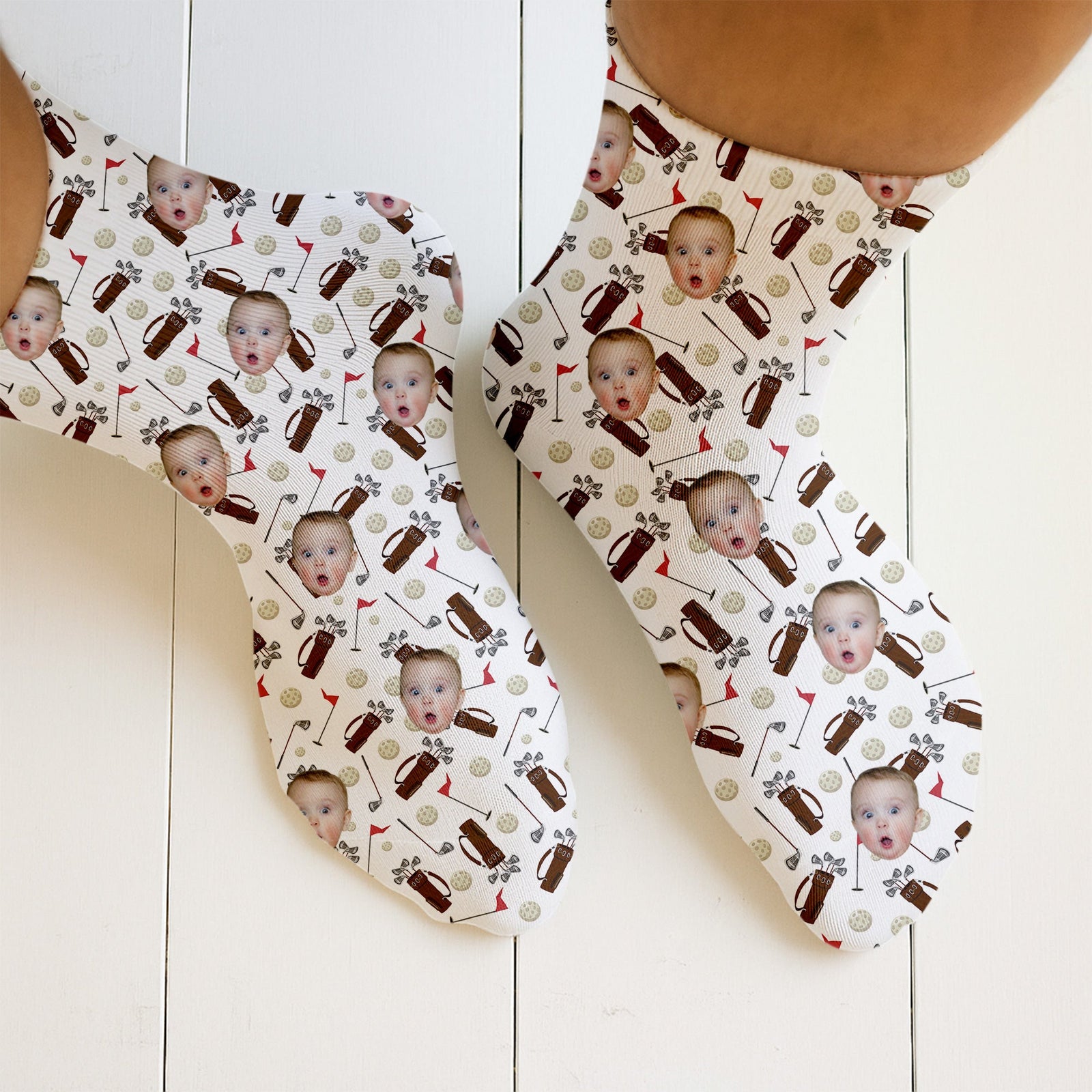 Blisscorners Custom Face Socks, Picture Socks For Dad, Personalized Socks With Photos, Christmas Golf GiftLM2611