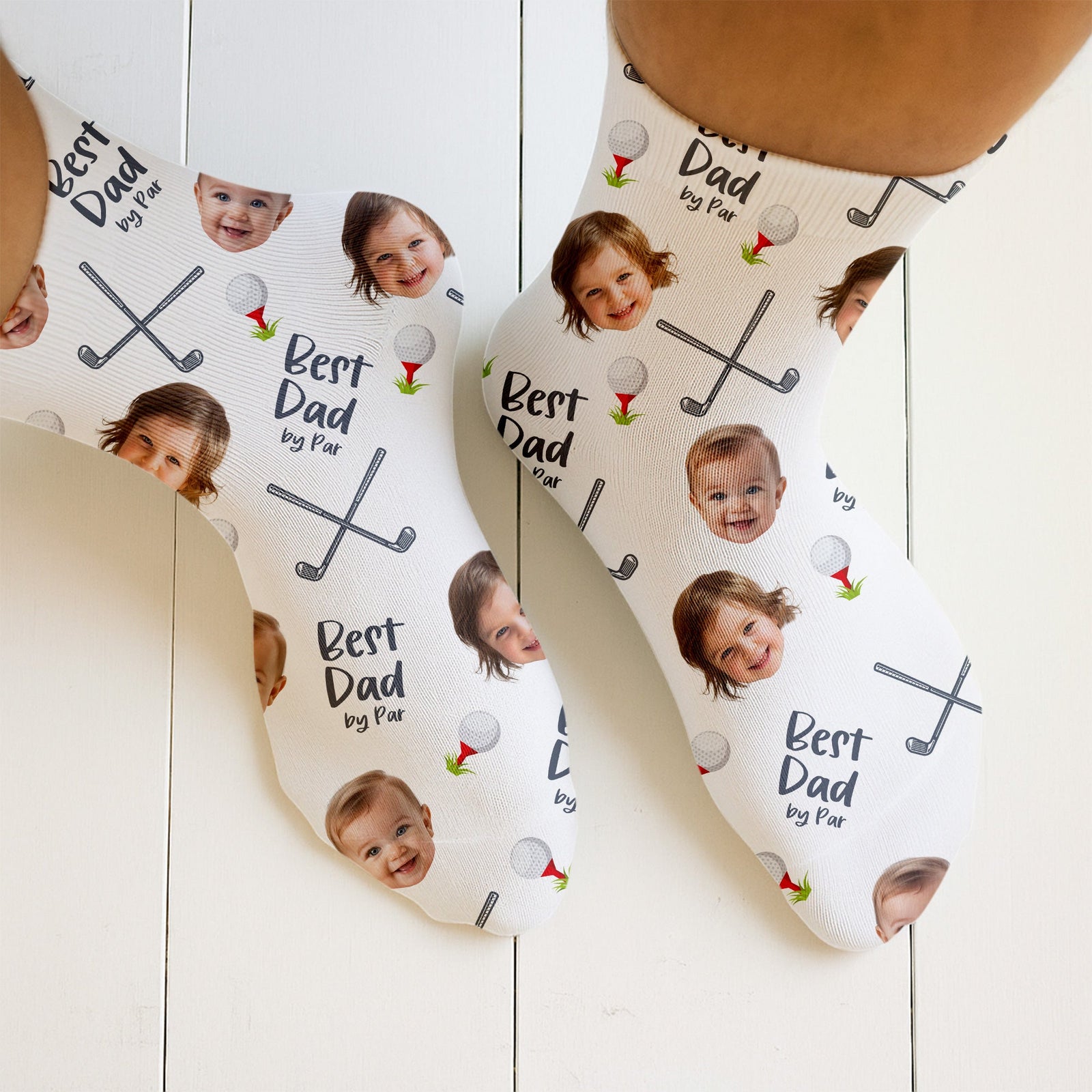 Blisscorners Best Dad By Par Socks,  Custom Face Socks, Funny Golf Socks, Fun Socks For Men, Christmas Golf GiftLM2611