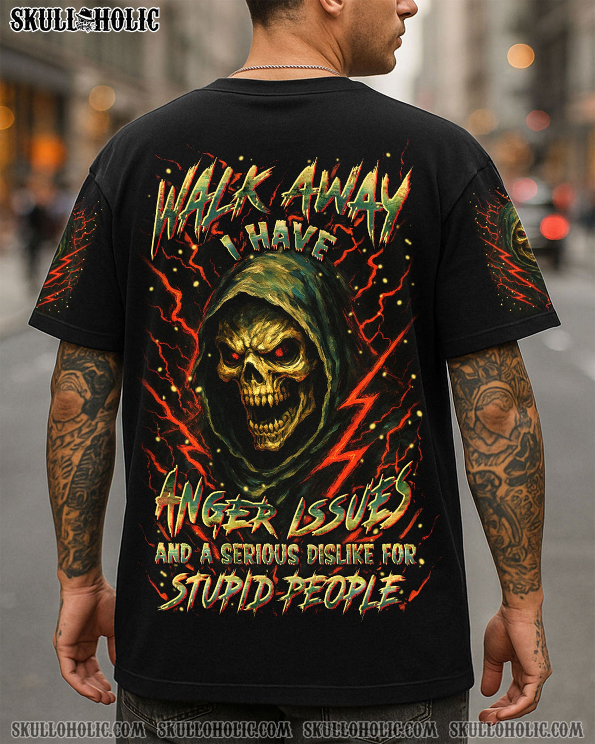 BLISSCORNERS WALK AWAY I HAVE ANGER ISSUES SKULL ALL OVER PRINT
