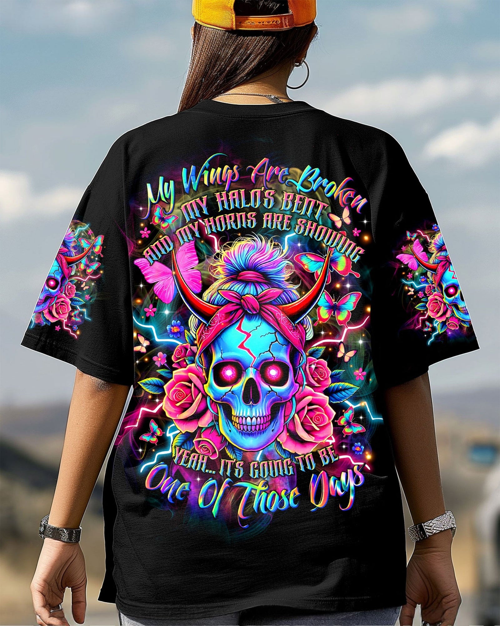 BLISSCORNERS OH I PISS YOU OFF SKULL MESSY BUN ALL OVER PRINT