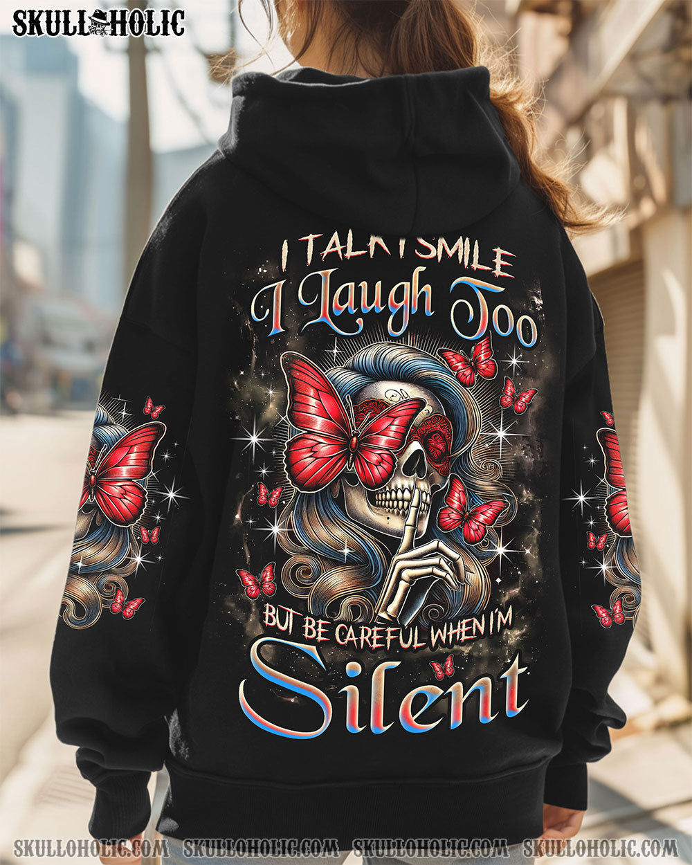 BLISSCORNERS BE CAREFUL WHEN I'M SILENT SKULL LADY ALL OVER PRINT