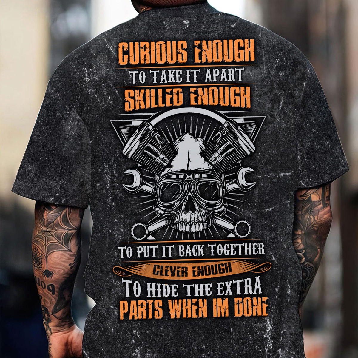 Blisscorners Funny Mechanic Shirt, Curious Enough Skilled Enough Clever Enough Quote Shirt, Auto Repair Gift Idea for Car Lovers &amp; Mechanics