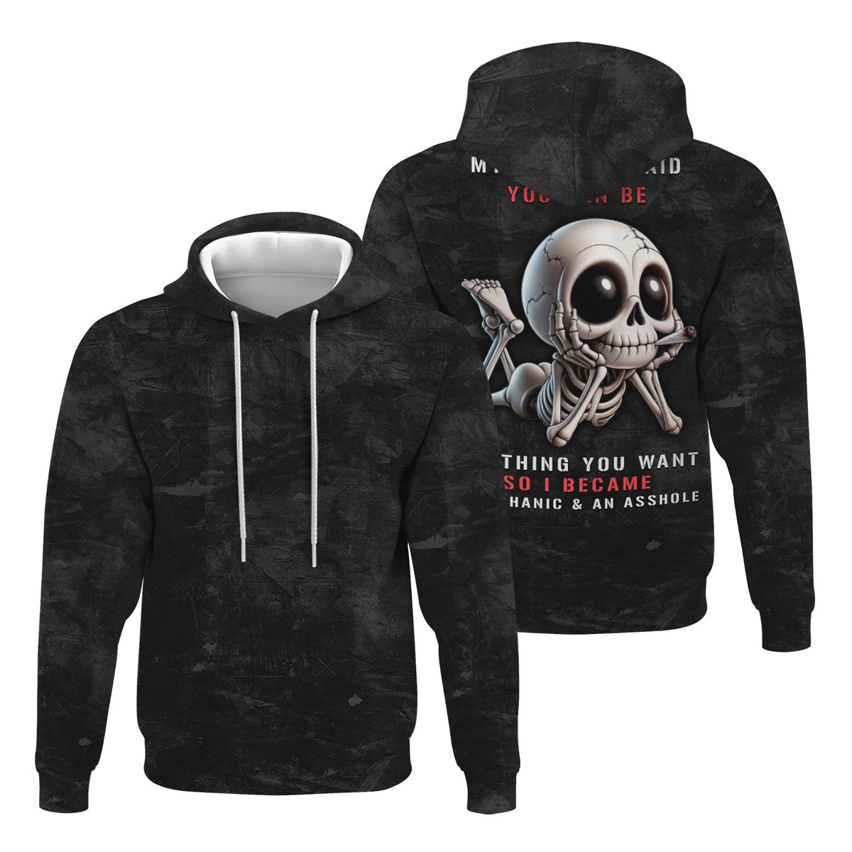 Blisscorners Funny Skeleton Mechanic Shirt, My Parents Said I Can Be Anything Unique Humor Apparel for Mechanics and Rebels, Funny Gift for Men