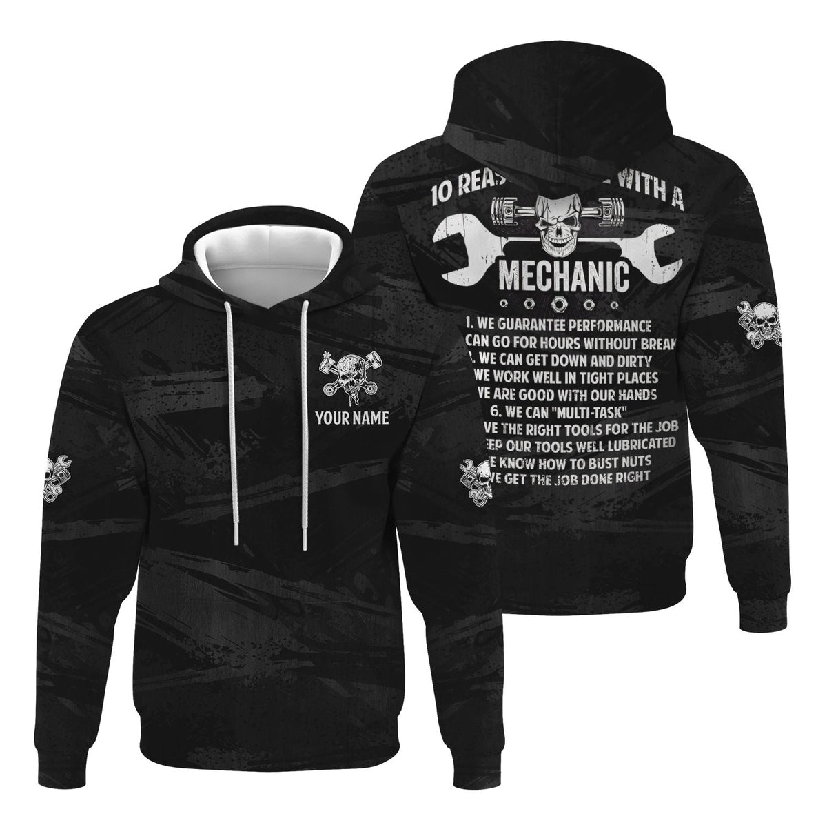 Blisscorners Custom Name Mechanic Shirt 10 Reasons To Be With A Mechanic Skull Wrench Auto Repair Garage Workwear Tee Car Repair Shirt Gift For Men Dad