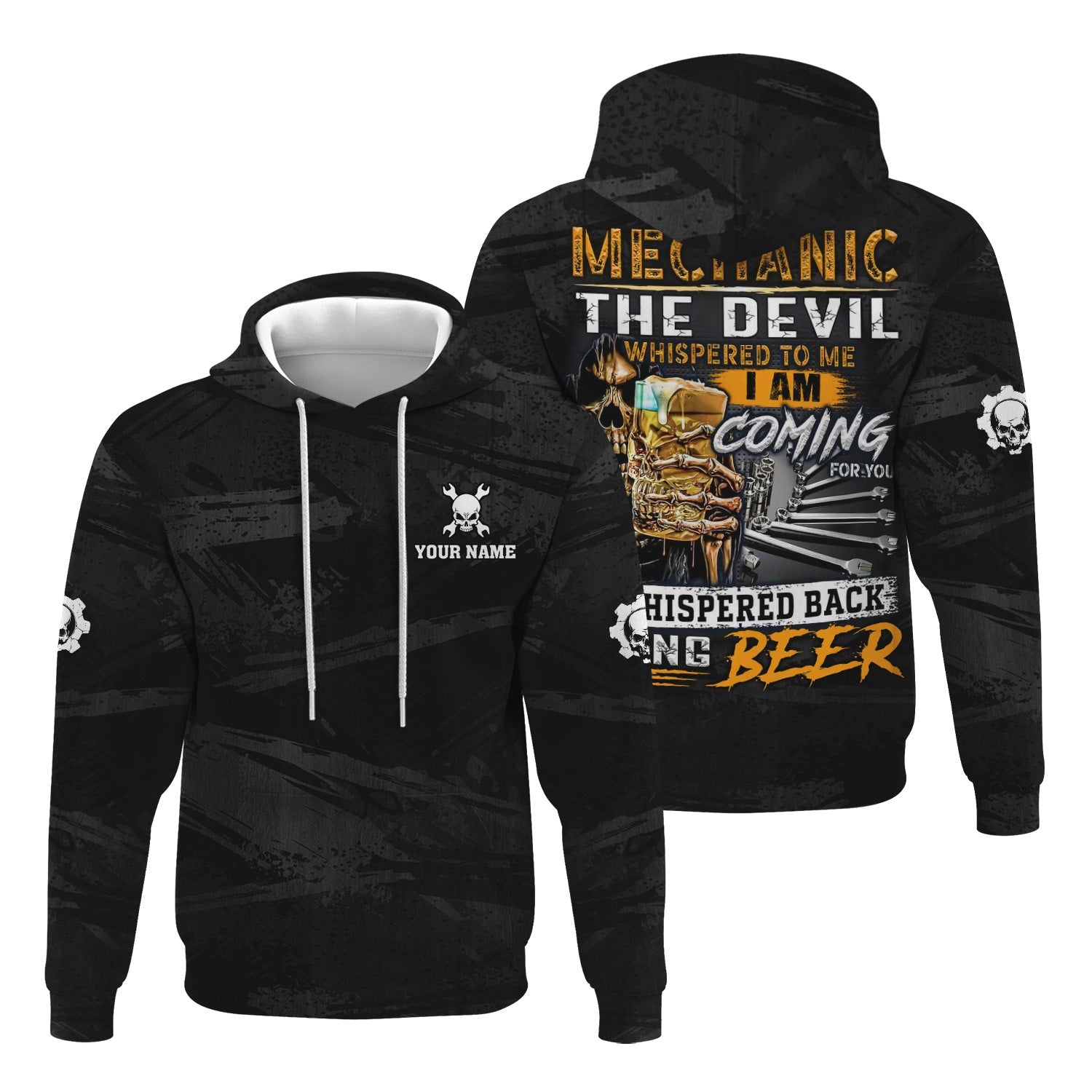 Blisscorners Beer & Mechanic Shirt, The Devil Whispered to Me, I Whispered Back Bring Beer Shirt, Funny Gift for Auto Repair Fans, For Car Lovers
